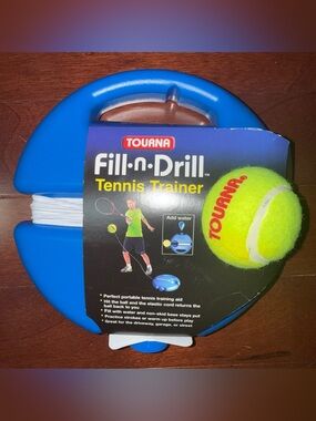TOURNA Fill-n-Drill Tennis Trainer with Ball - Blue & Neon Yellow